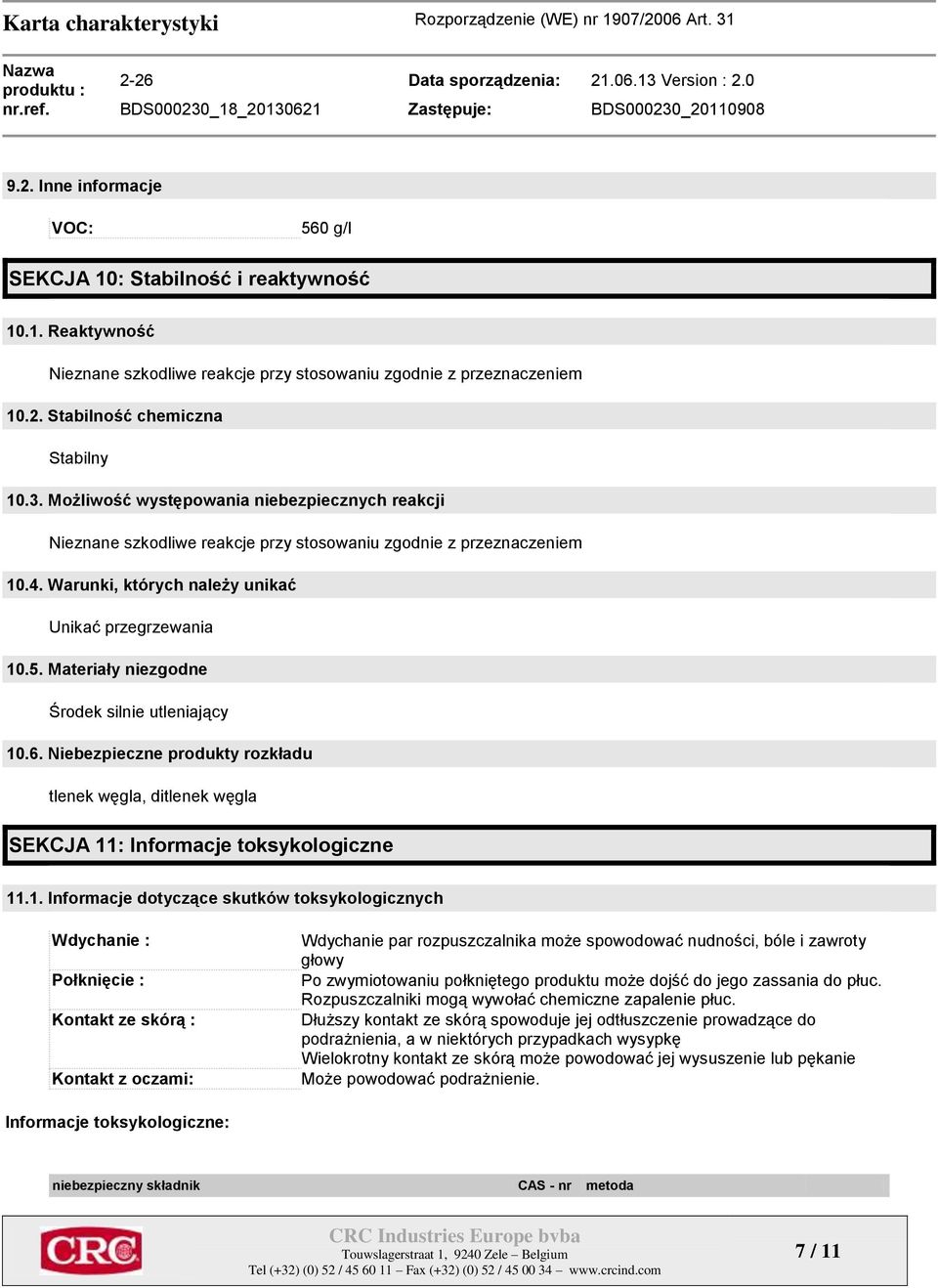 Materiały niezgodne Środek silnie utleniający 10