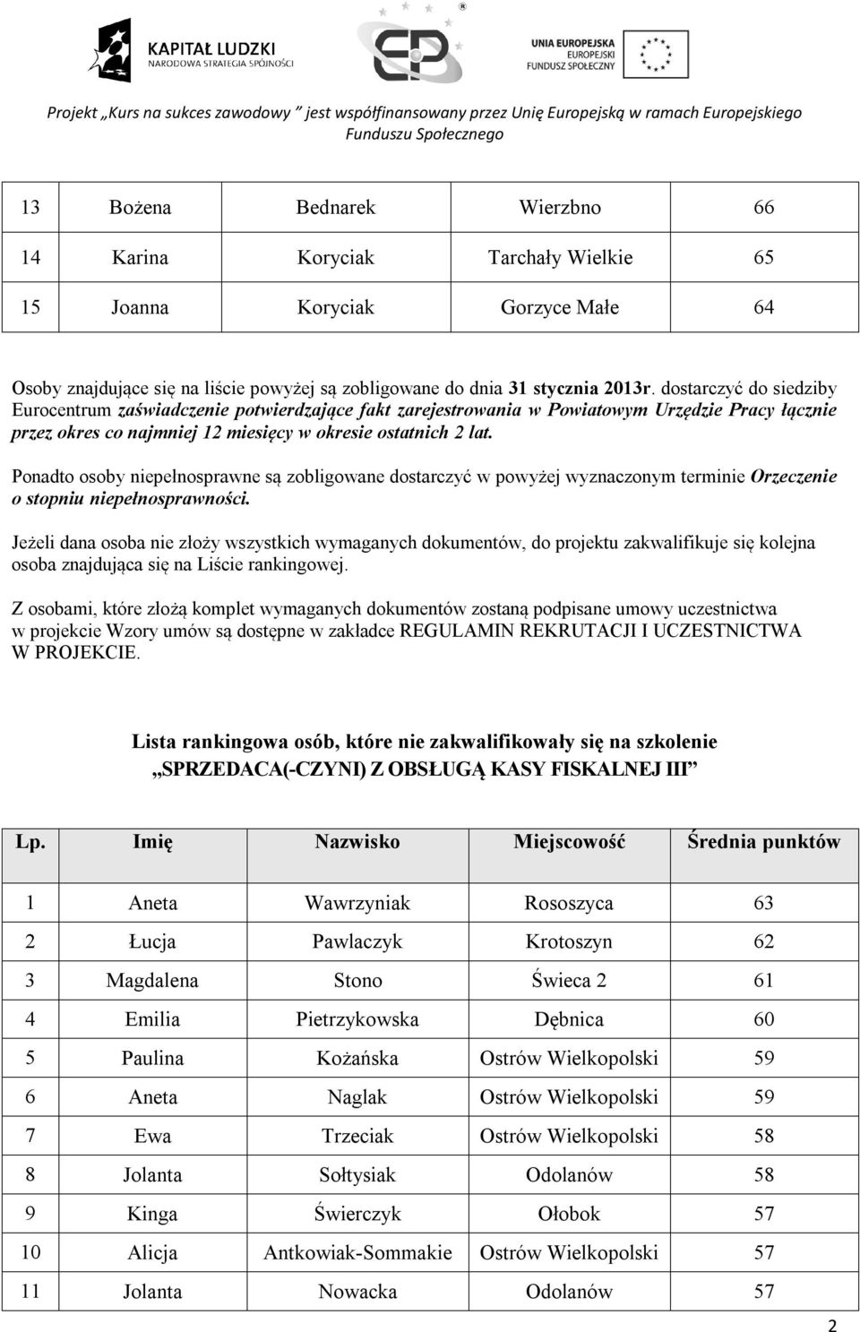 Ponadto osoby niepełnosprawne są zobligowane dostarczyć w powyżej wyznaczonym terminie Orzeczenie o stopniu niepełnosprawności.