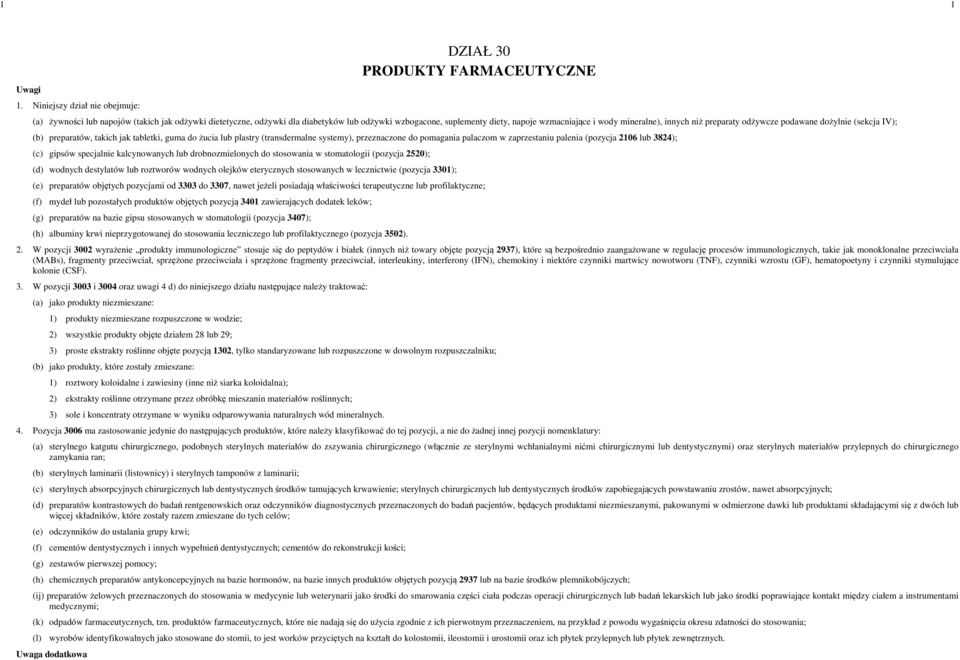 wzmacniające i wody mineralne), innych niż preparaty odżywcze podawane dożylnie (sekcja IV); (b) preparatów, takich jak tabletki, guma do żucia lub plastry (transdermalne systemy), przeznaczone do