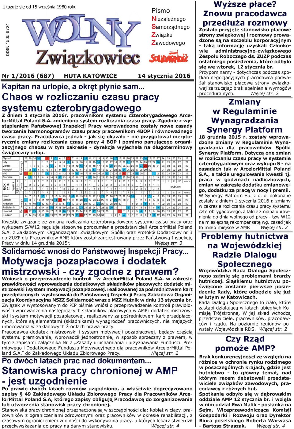 Zgodnie z wystąpieniem Państwowej Inspekcji Pracy wprowadzone zostały nowe zasady tworzenia harmonogramów czasu pracy pracownikom 4BOP i równoważnego czasu pracy.