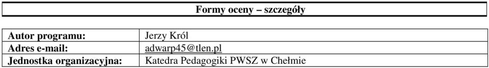 organizacyjna: Jerzy Król