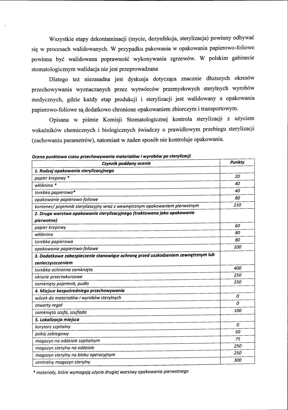 W polskim gabinecie stomatologicznym walidacj a nie j est przeprowadzana Dlatego te2 niezasadna jest dyskusja dotyczqca znacmie dtuzszych okres6w przechowywania.