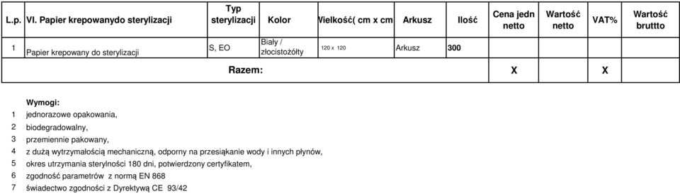 wytrzymałością mechaniczną, odporny na przesiąkanie wody i innych płynów, okres utrzymania sterylności