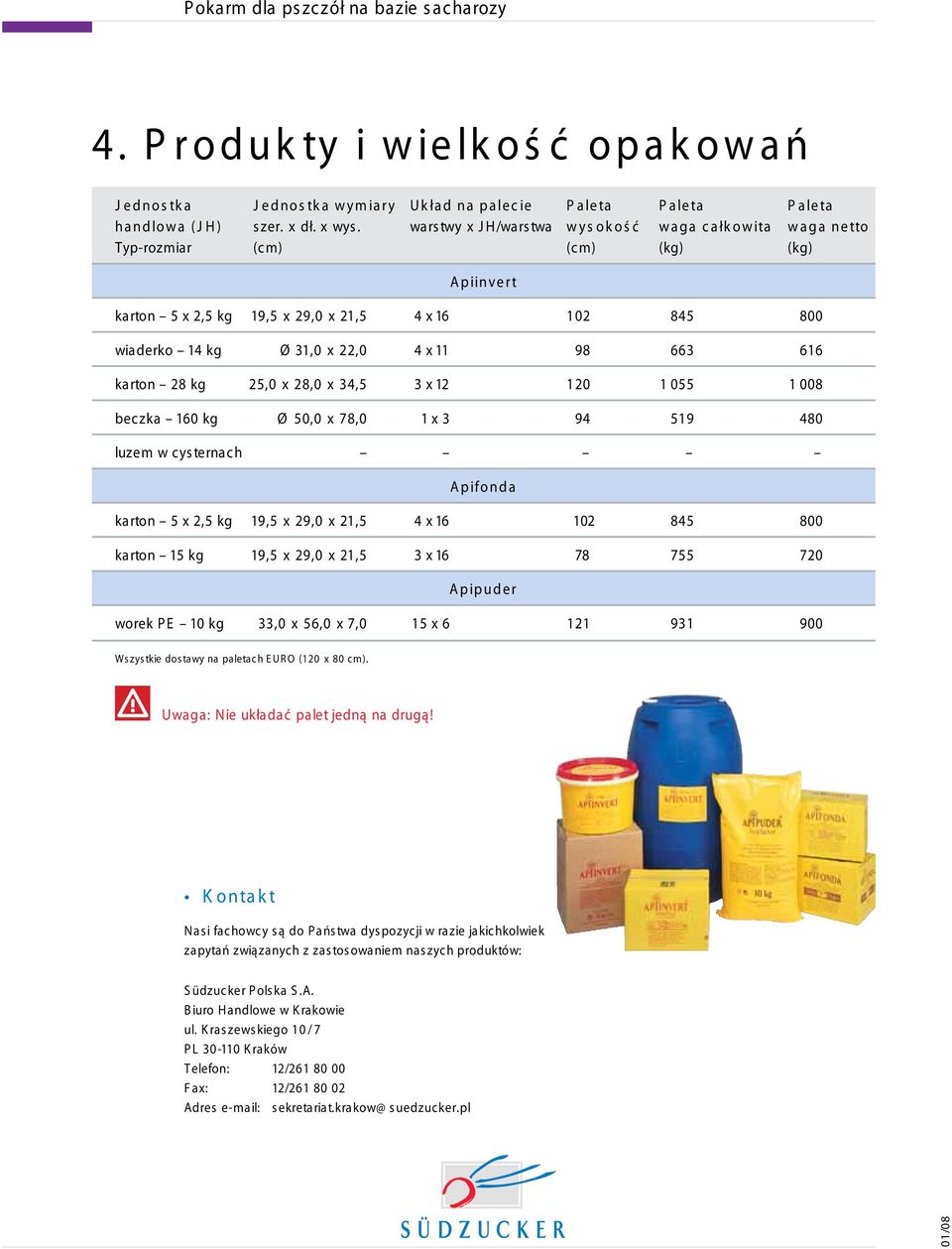 28kg 25,0 x28,0 x34,5 3x12 120 1 055 1008 beczka 160 kg Ø 50,0 x78,0 1x3 94 519 480 luzemwcysternach Apifonda karton 5x2,5 kg 19,5 x29,0 x21,5 4x16 102 845 800 karton 15kg 19,5 x29,0 x21,5 3 x16 78