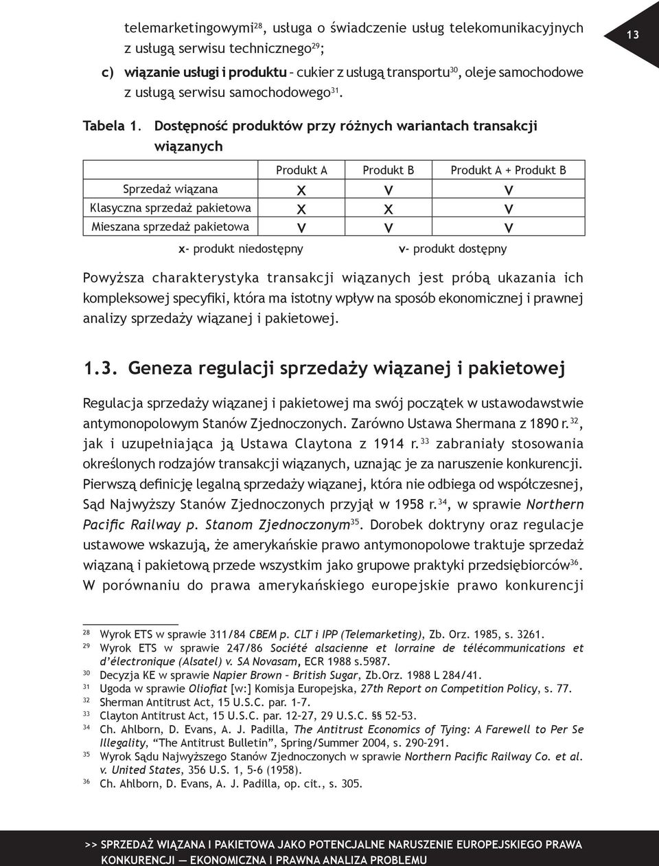 Dostępność produktów przy różnych wariantach transakcji wiązanych Produkt A Produkt B Produkt A + Produkt B Sprzedaż wiązana x ν ν Klasyczna sprzedaż pakietowa x x ν Mieszana sprzedaż pakietowa ν ν ν