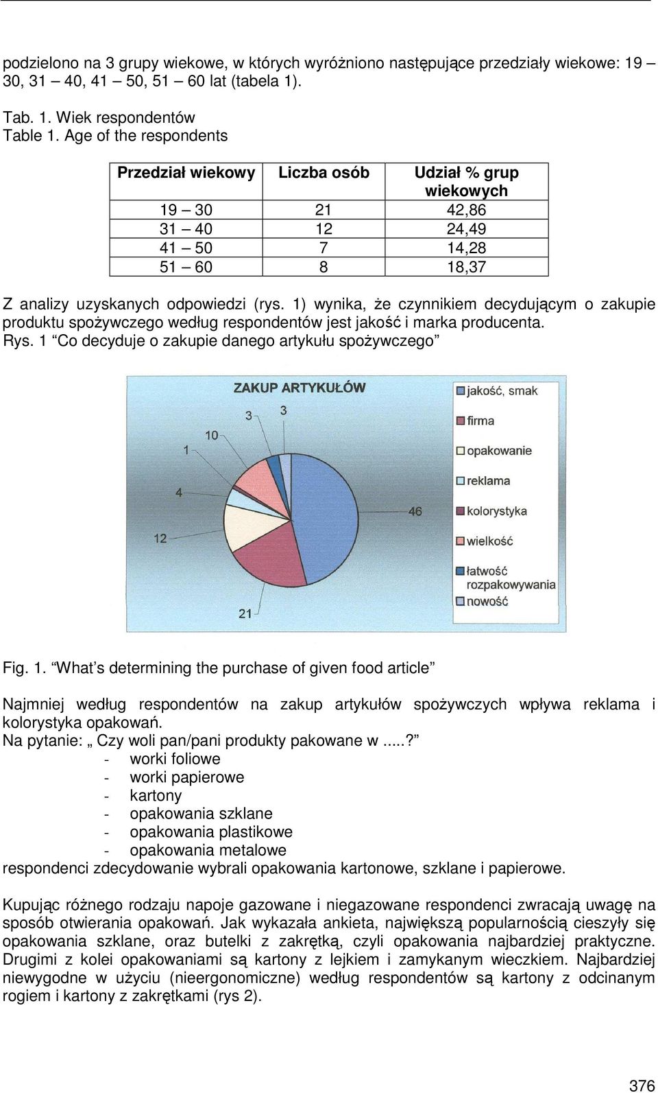 1) wynika, Ŝe czynnikiem decydującym o zakupie produktu spoŝywczego według respondentów jest jakość i marka producenta. Rys. 1 