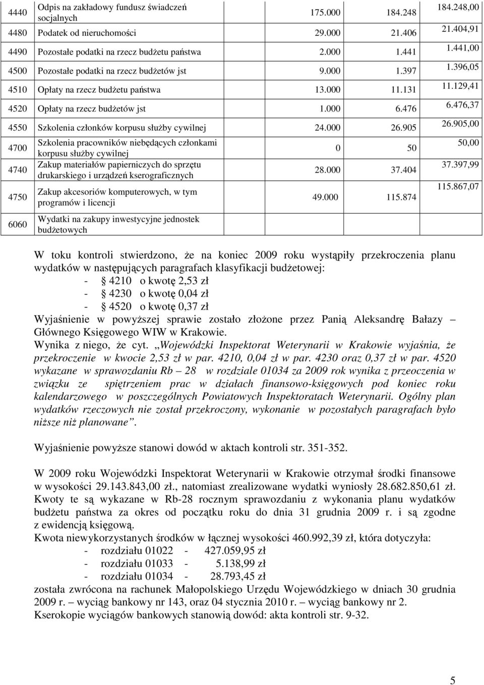 905 4700 4740 4750 6060 Szkolenia pracowników niebdcych członkami korpusu słuby cywilnej Zakup materiałów papierniczych do sprztu drukarskiego i urzdze kserograficznych Zakup akcesoriów
