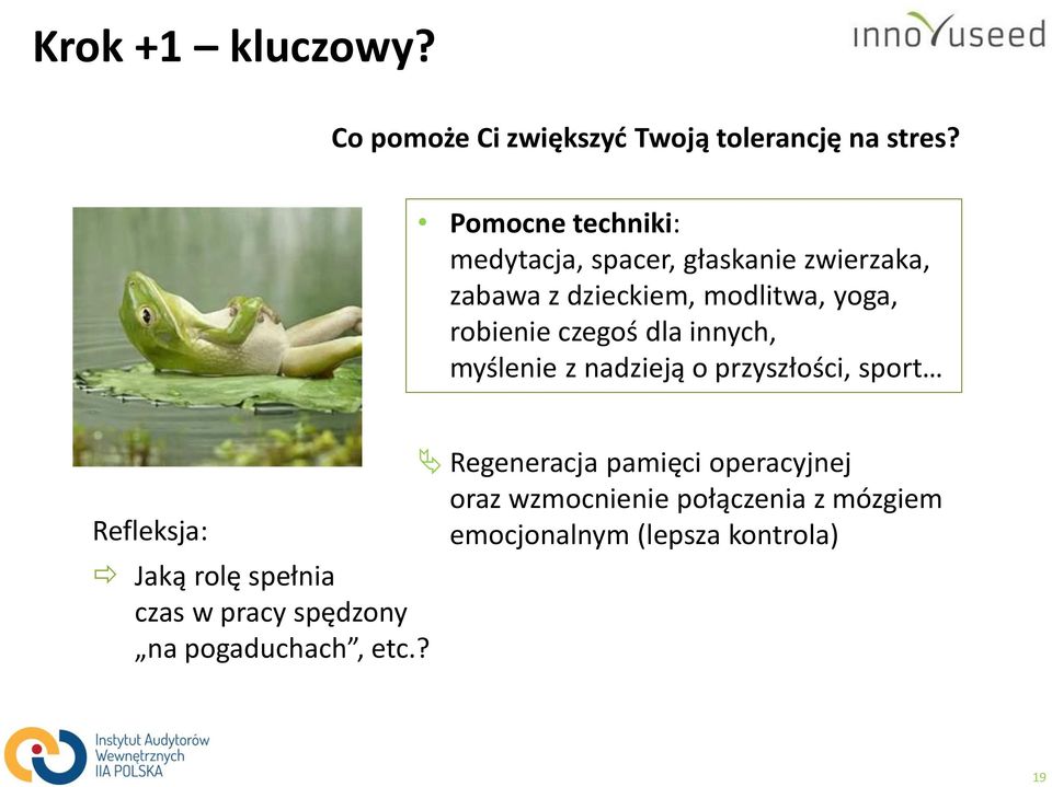 robienie czegoś dla innych, myślenie z nadzieją o przyszłości, sport Regeneracja pamięci operacyjnej