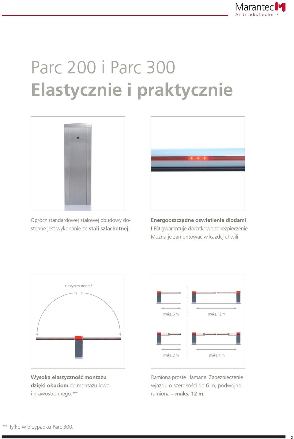 elastyczny montaż maks. 6 m maks. 12 m maks. 2 m maks.