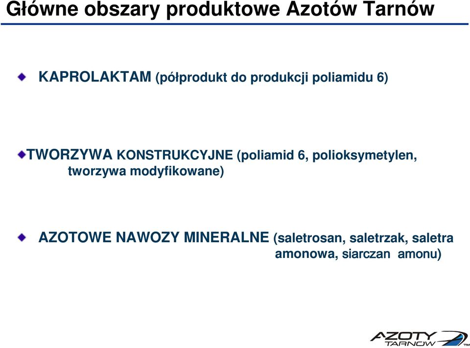 (poliamid 6, polioksymetylen, tworzywa modyfikowane) AZOTOWE
