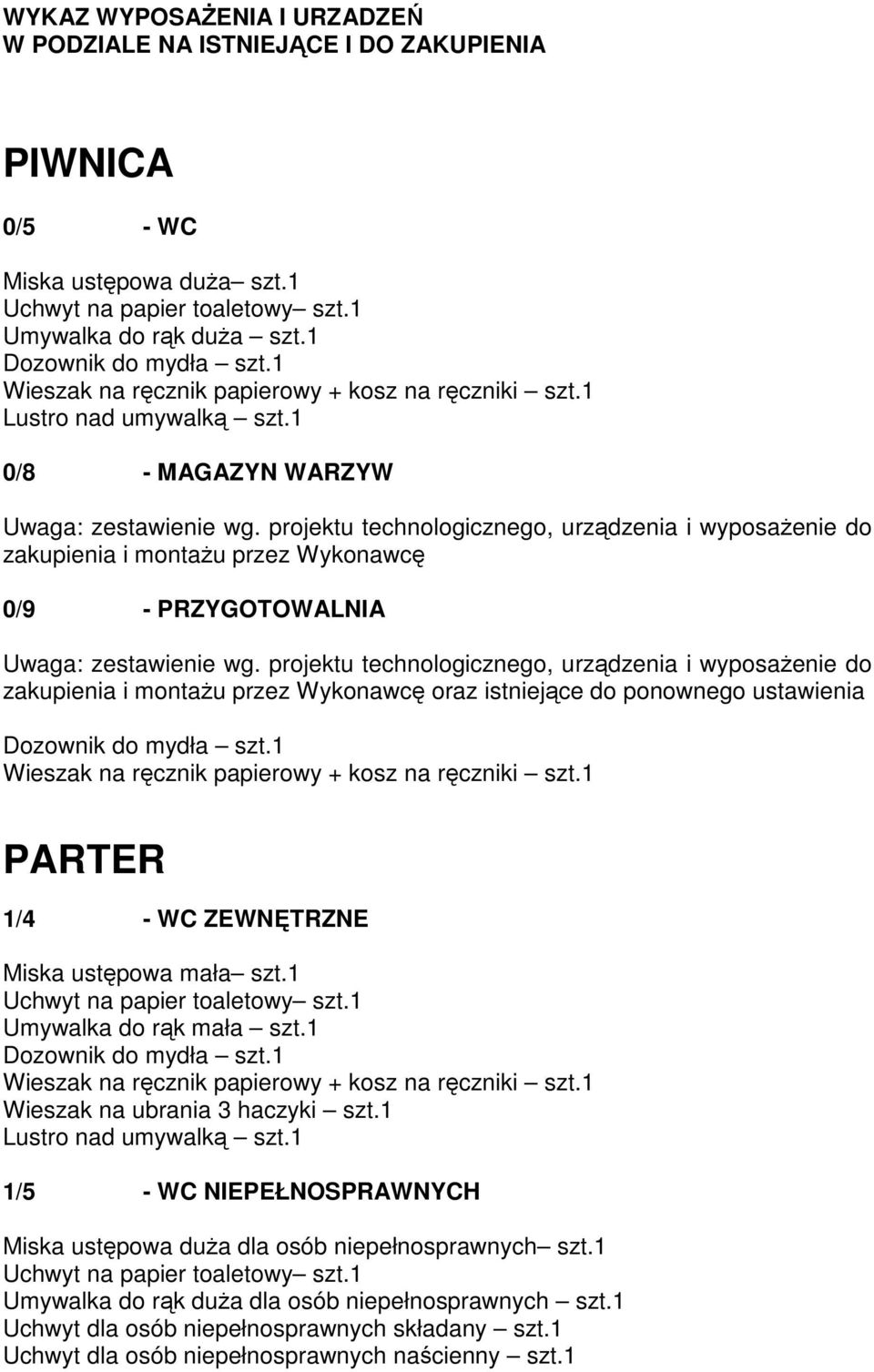 1 Wieszak na ubrania 3 haczyki szt.1 1/5 - WC NIEPEŁNOSPRAWNYCH Miska ustępowa duŝa dla osób niepełnosprawnych szt.