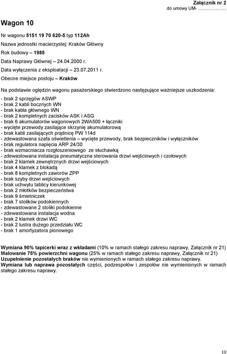 2 klamek zewnętrznych drzwi wejściowych - brak 4 klamek z blokadą - brak szyby drzwi wejściowych - brak uchwytu tablicy kierunkowej - brak 9 śmietniczek - brak 7