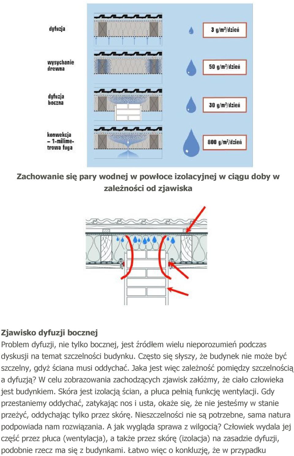 W celu zobrazowania zachodzących zjawisk załóżmy, że ciało człowieka jest budynkiem. Skóra jest izolacją ścian, a płuca pełnią funkcję wentylacji.