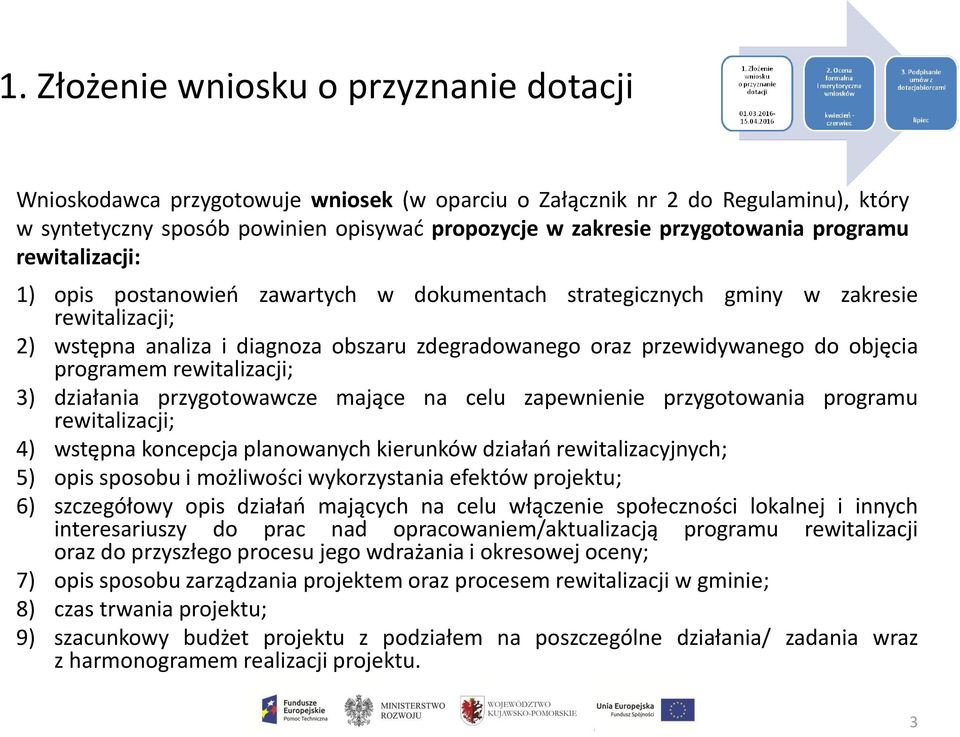 programem rewitalizacji; 3) działania przygotowawcze rewitalizacji; mające na celu zapewnienie przygotowania programu 4) wstępna koncepcja planowanych kierunków działań rewitalizacyjnych; 5) opis