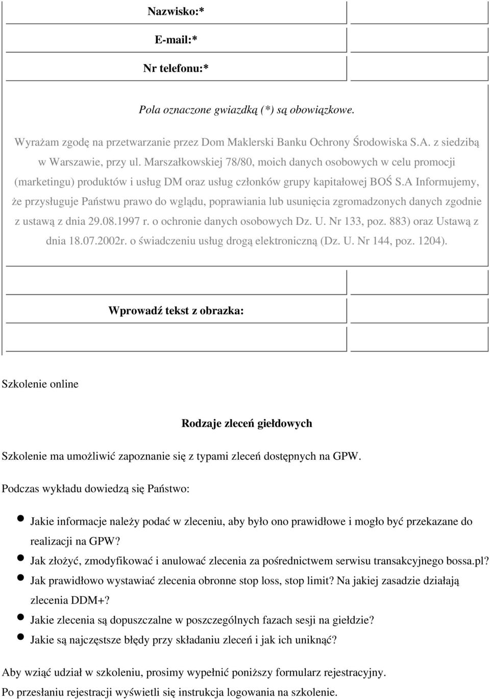 Jak złożyć, zmodyfikować i anulować zlecenia za pośrednictwem serwisu transakcyjnego bossa.pl?