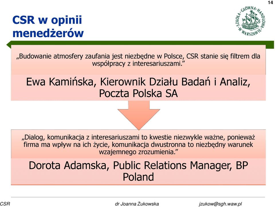 Ewa Kamińska, Kierownik Działu Badań i Analiz, Poczta Polska SA Dialog, komunikacja z interesariuszami to