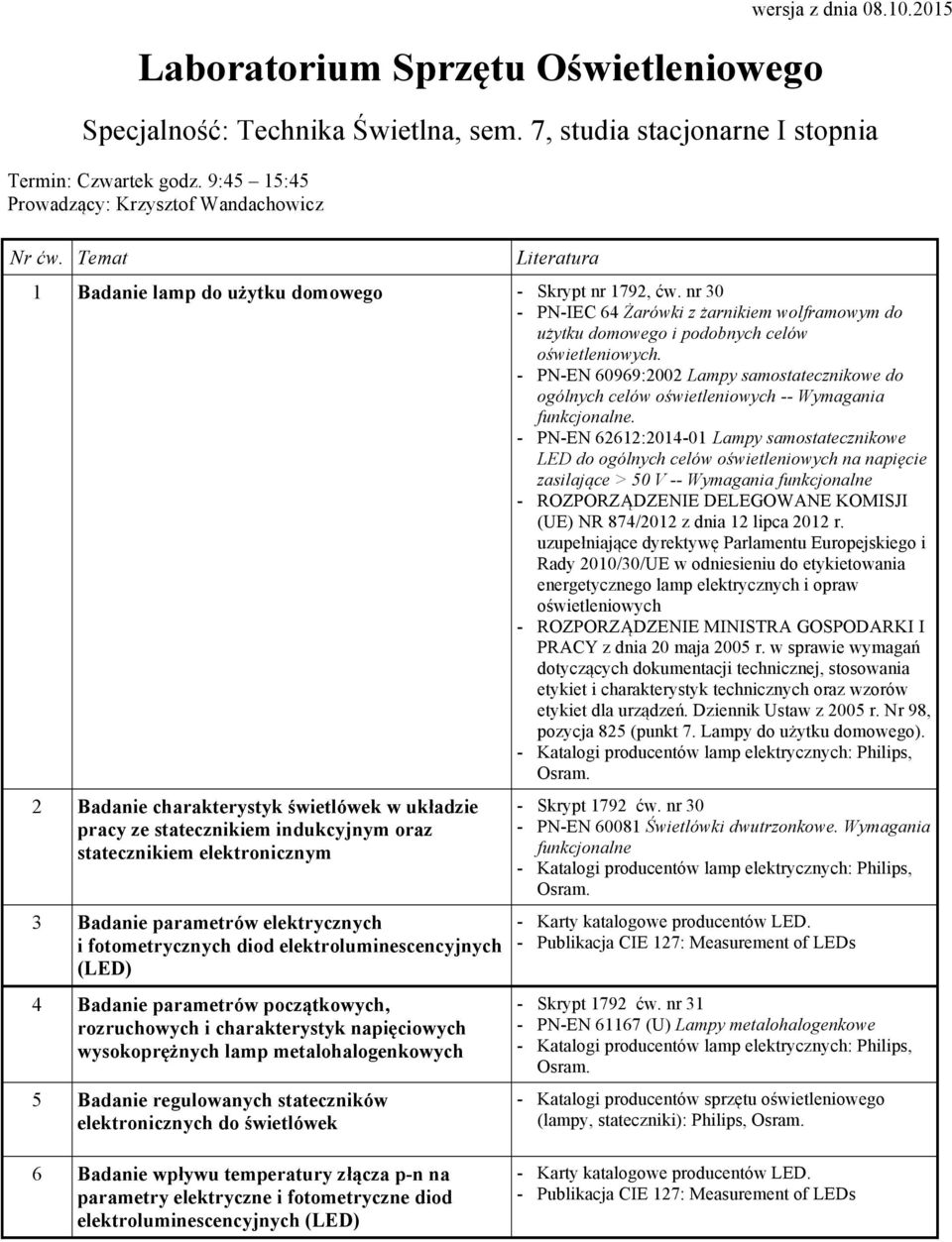 nr 30 - PN-IEC 64 Żarówki z żarnikiem wolframowym do użytku domowego i podobnych celów oświetleniowych.