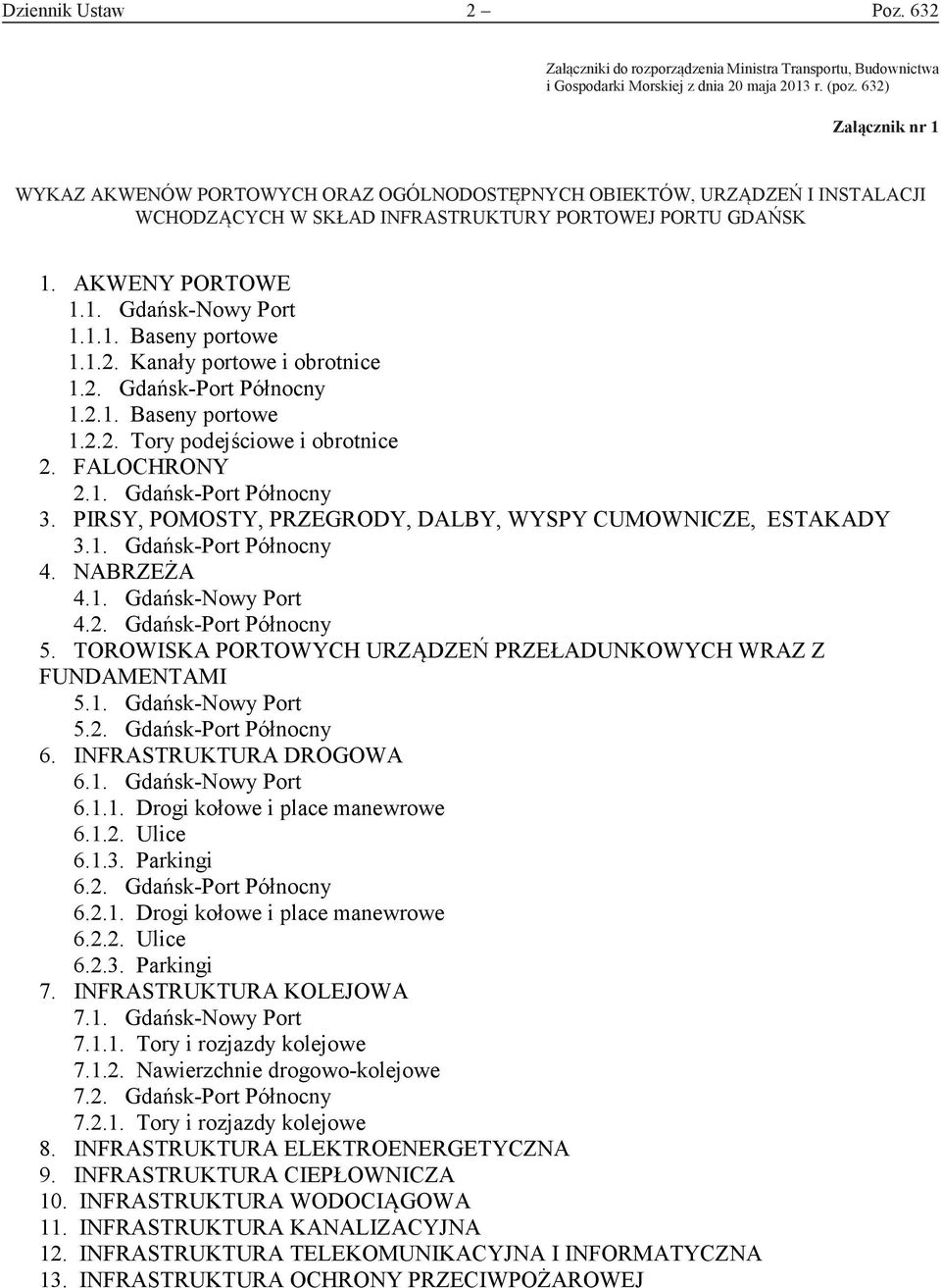 1.2. Kanały portowe i obrotnice 1.2. Gdańsk-Port Północny 1.2.1. Baseny portowe 1.2.2. Tory podejściowe i obrotnice 2. FALOCHRONY 2.1. Gdańsk-Port Północny 3.