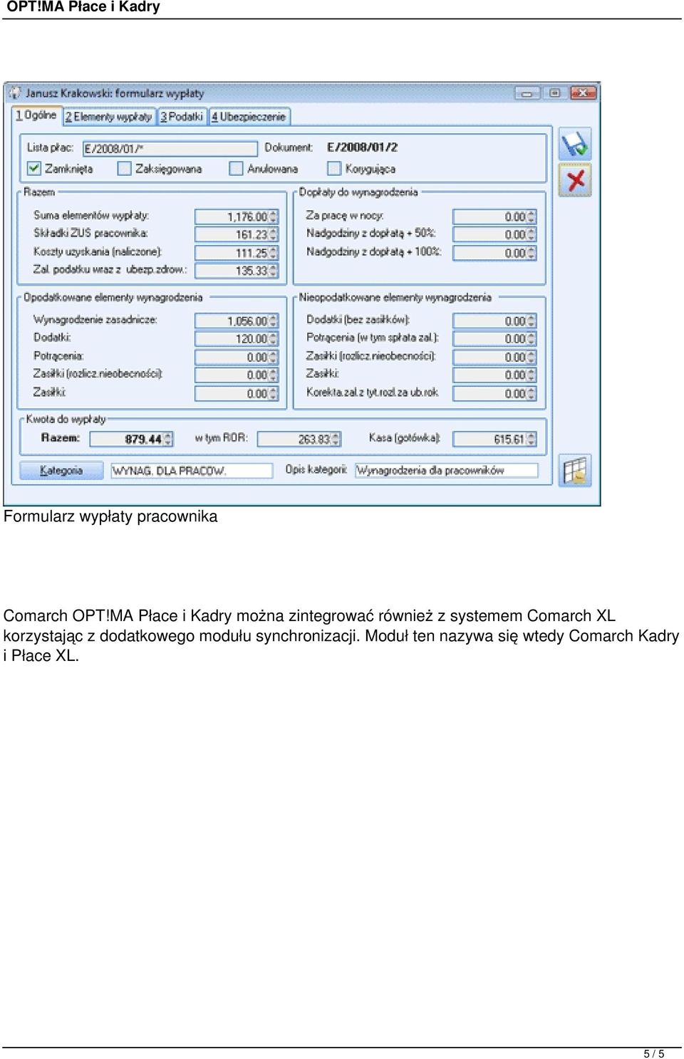 Comarch XL korzystając z dodatkowego modułu