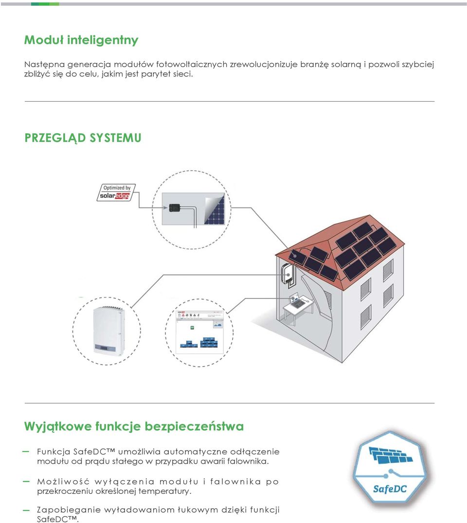 PRZEGLĄD SYSTEMU Wyjątkowe funkcje bezpieczeństwa Funkcja SafeDC umożliwia automatyczne odłączenie modułu od