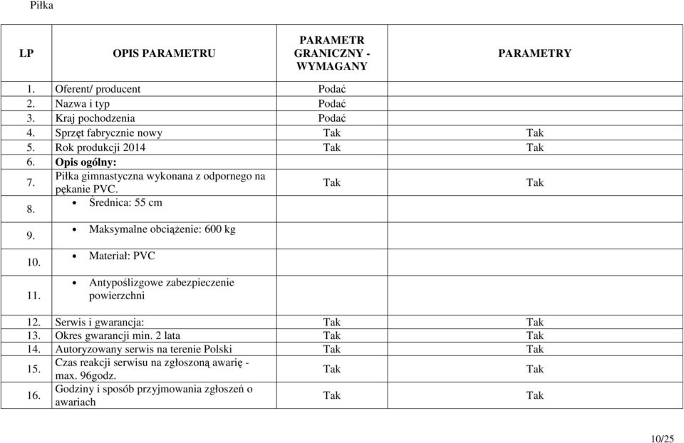 Maksymalne obciążenie: 600 kg Materiał: PVC Antypoślizgowe zabezpieczenie powierzchni 12. Serwis i gwarancja: 13.