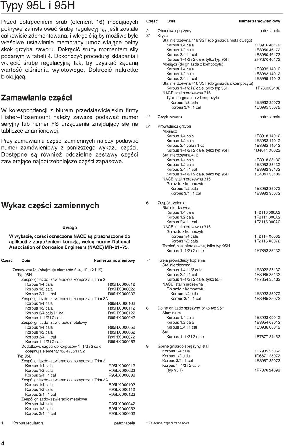 Zmwinie części W korespondencji z biurem przedstwicieskim firm Fisher Rosemount neż zwsze podwć numer serjn ub numer F urządzeni znjdując się n tbiczce znmionowej.