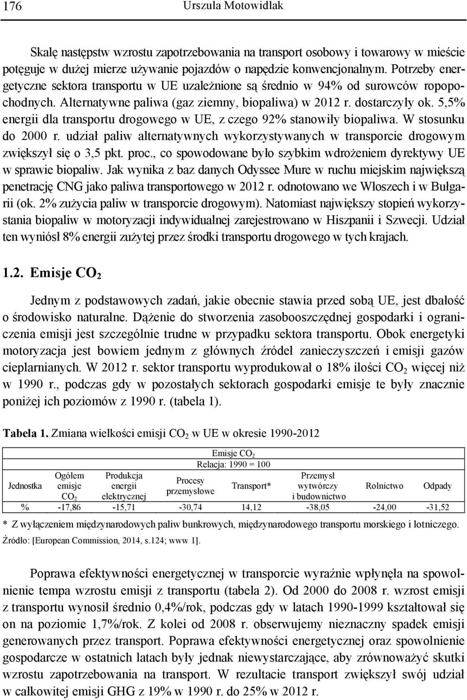 5,5% energii dla transportu drogowego w UE, z czego 92% stanowiły biopaliwa. W stosunku do 2000 r. udział paliw alternatywnych wykorzystywanych w transporcie drogowym zwiększył się o 3,5 pkt. proc.