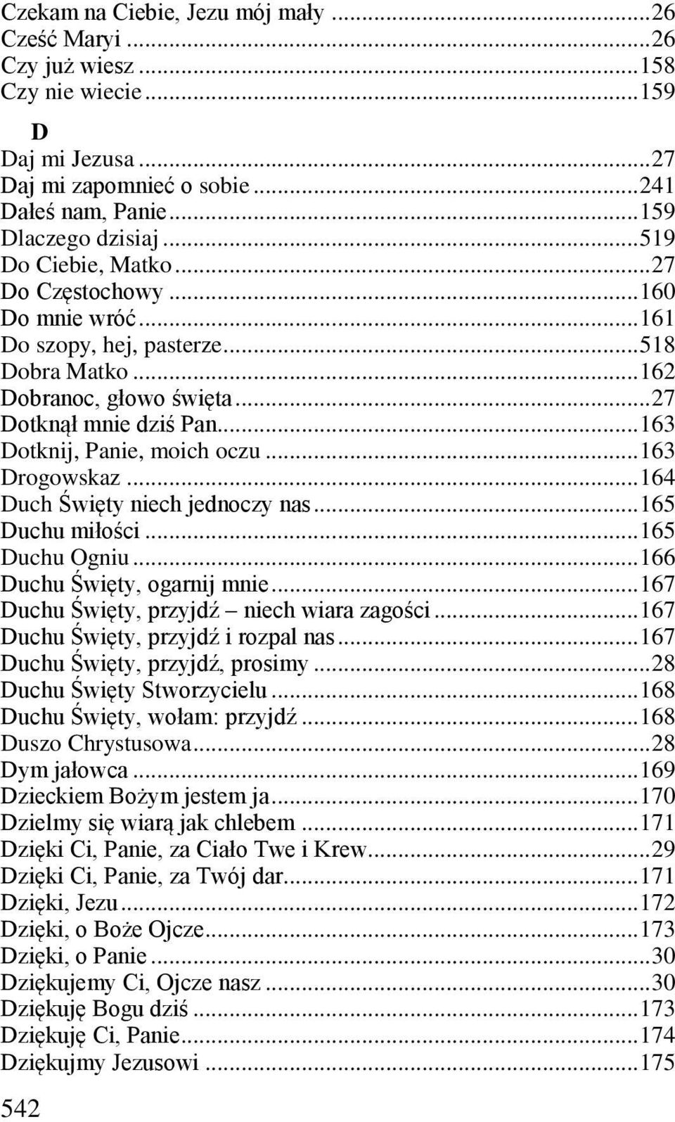 .. 163 Dotknij, Panie, moich oczu... 163 Drogowskaz... 164 Duch Święty niech jednoczy nas... 165 Duchu miłości... 165 Duchu Ogniu... 166 Duchu Święty, ogarnij mnie.