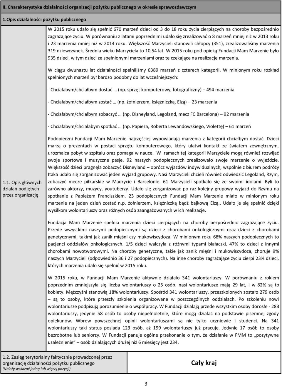 W porónaniu z latami poprzednimi udało się zrealizoać o 8 marzeń mniej niż 2013 roku i 23 marzenia mniej niż 2014 roku.