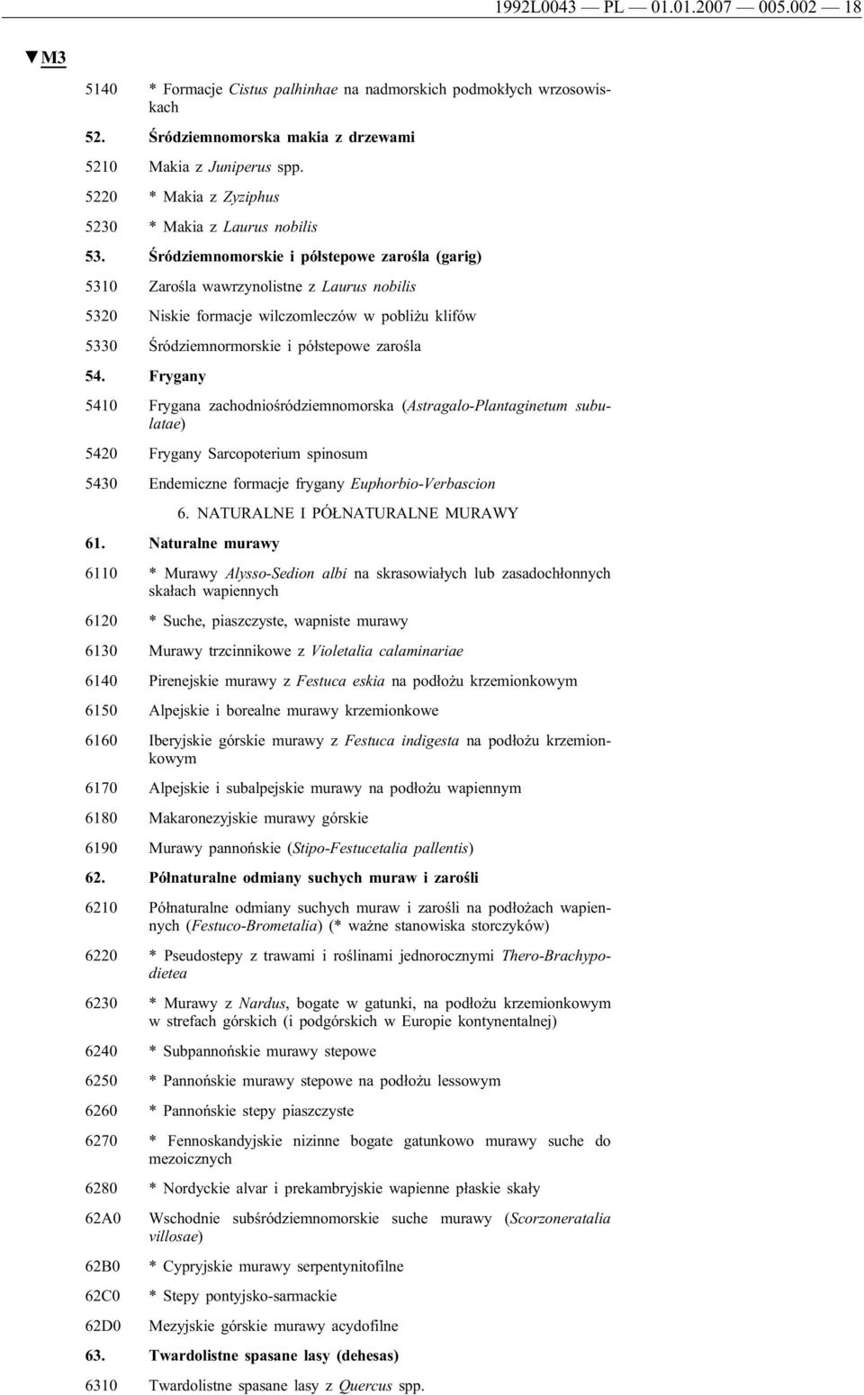 Śródziemnomorskie i półstepowe zarośla (garig) 5310 Zarośla wawrzynolistne z Laurus nobilis 5320 Niskie formacje wilczomleczów w pobliżu klifów 5330 Śródziemnormorskie i półstepowe zarośla 54.