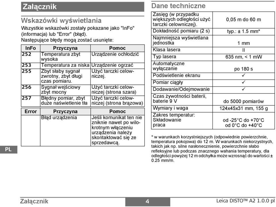 tarczki celowniczej. czas pomiaru.