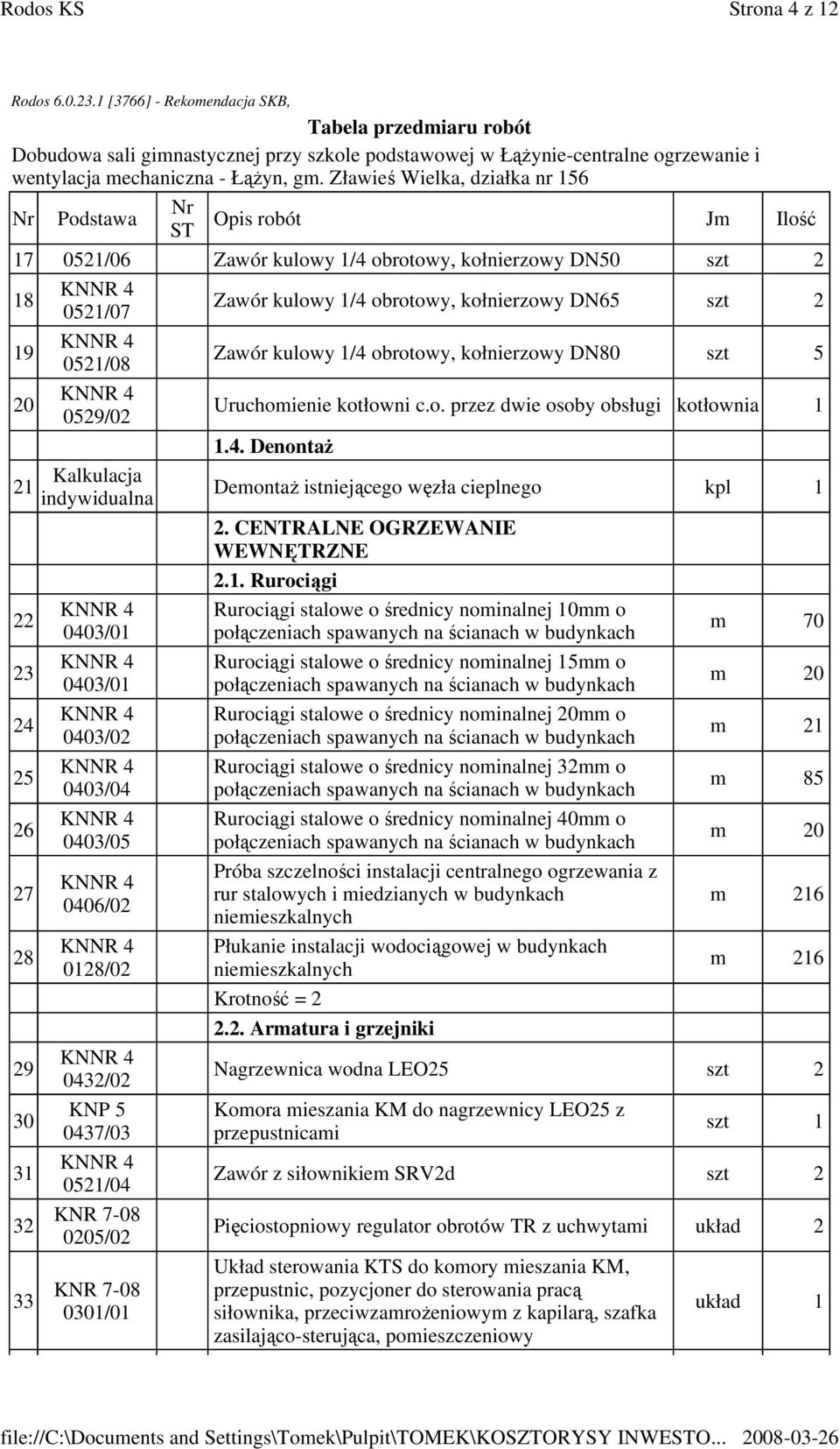 CENTRALNE OGRZEWANIE WEWNĘTRZNE 2.1.