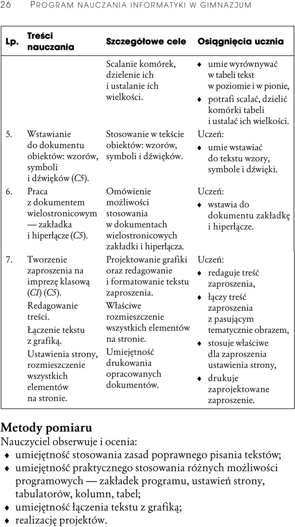 Scalanie komórek, dzielenie ich i ustalanie ich wielkoŏci. Stosowanie w tekŏcie obiektów: wzorów, symboli i dŭwiďków.