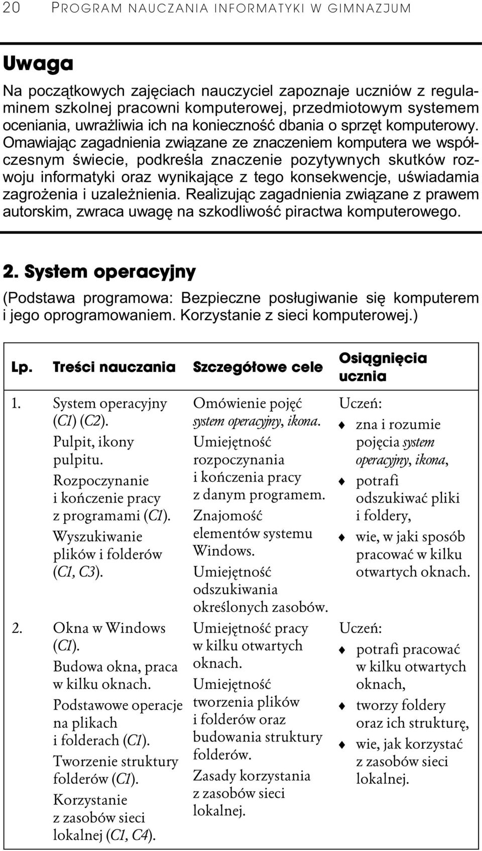 Omawiając zagadnienia związane ze znaczeniem komputera we wspóáczesnym Ğwiecie, podkreğla znaczenie pozytywnych skutków rozwoju informatyki oraz wynikające z tego konsekwencje, uğwiadamia zagroīenia