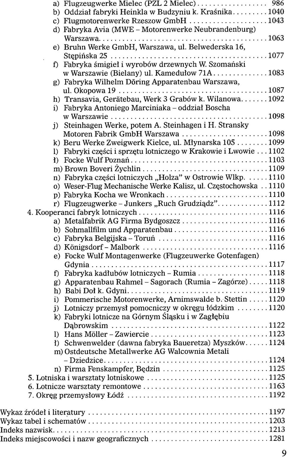 Belwederska 16, Stępińska 25 1077 f) Fabryka Śmigiel i wyrobów drzewnych W. Szomański w Warszawie (Bielany) ul. Kamedulow 71A 1083 g) Fabryka Wilhelm Dóring Apparatenbau Warszawa, ul.