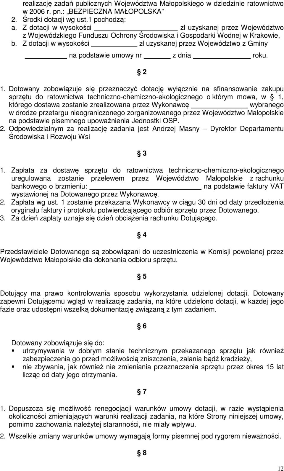 ..a na podstawie umowy nr z dnia roku. 2 1.