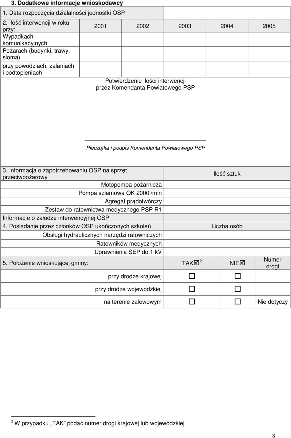 Komendanta Powiatowego PSP Pieczątka i podpis Komendanta Powiatowego PSP 3.