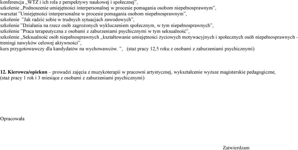 niepełnosprawnych, szkolenie Praca terapeutyczna z osobami z zaburzeniami psychicznymi w tym seksualność, szkolenie Seksualność osób niepełnosprawnych kształtowanie umiejętności życiowych