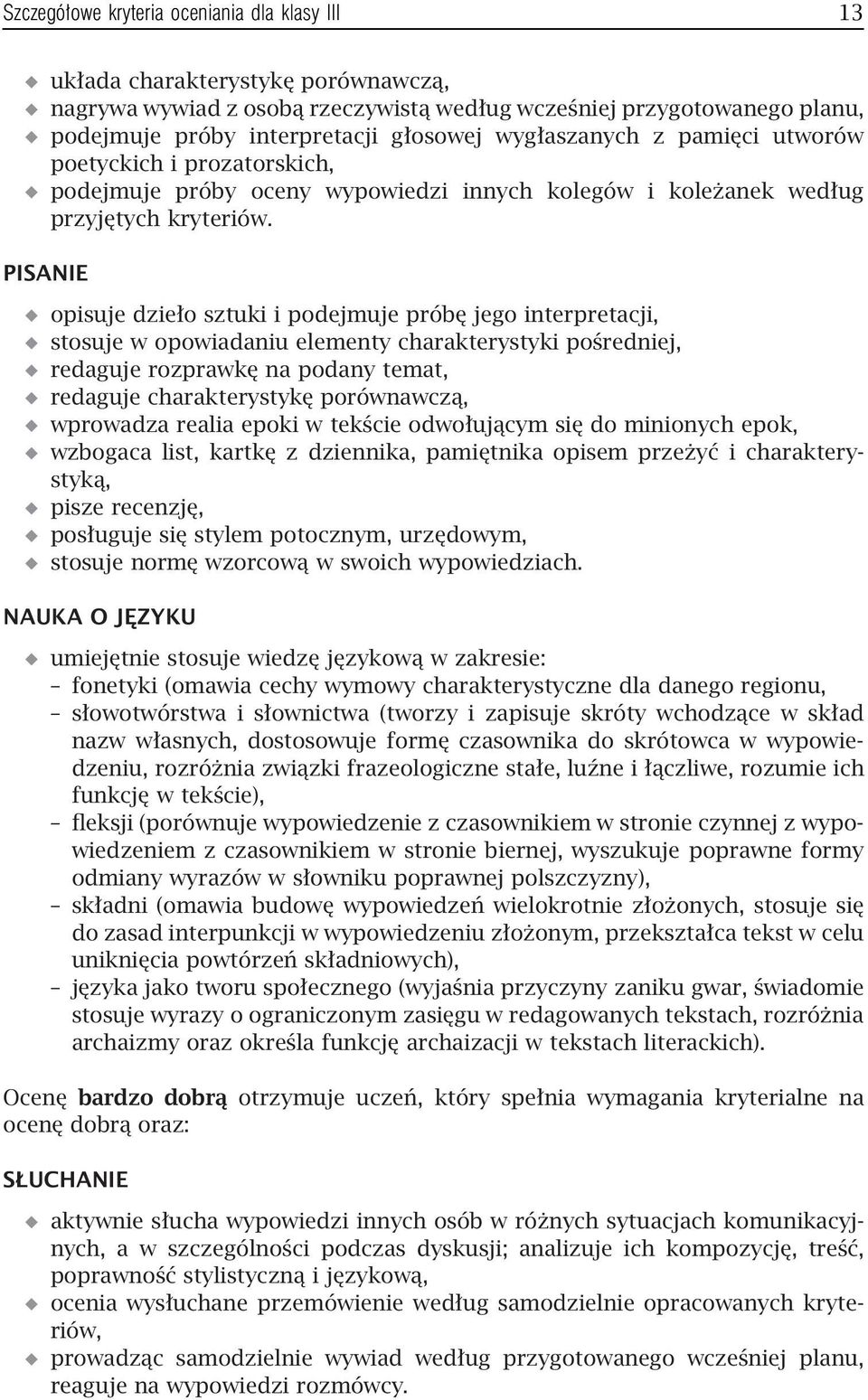 PISANIE opisuje dzieło sztuki i podejmuje próbę jego interpretacji, stosuje w opowiadaniu elementy charakterystyki pośredniej, redaguje rozprawkę na podany temat, redaguje charakterystykę