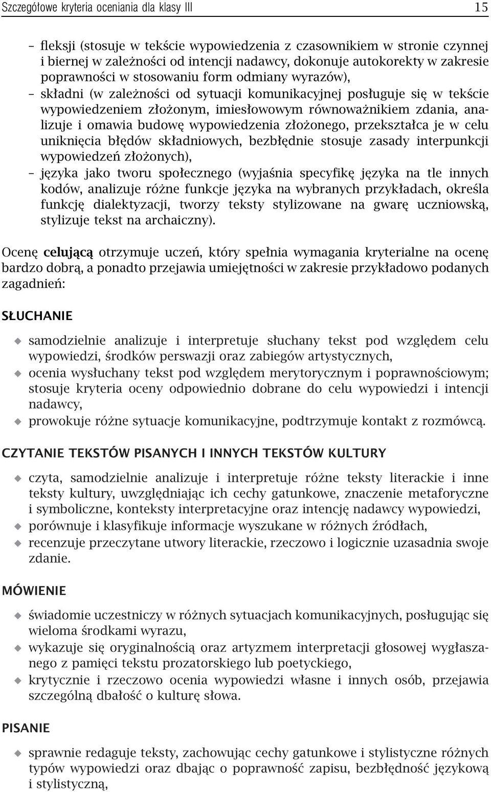 omawia budowę wypowiedzenia złożonego, przekształca je w celu uniknięcia błędów składniowych, bezbłędnie stosuje zasady interpunkcji wypowiedzeń złożonych), języka jako tworu społecznego (wyjaśnia