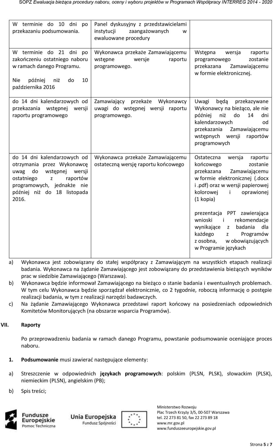 niż do 18 listopada 2016. Panel dyskusyjny z przedstawicielami instytucji zaangażowanych w ewaluowane procedury wstępne wersje raportu programowego.