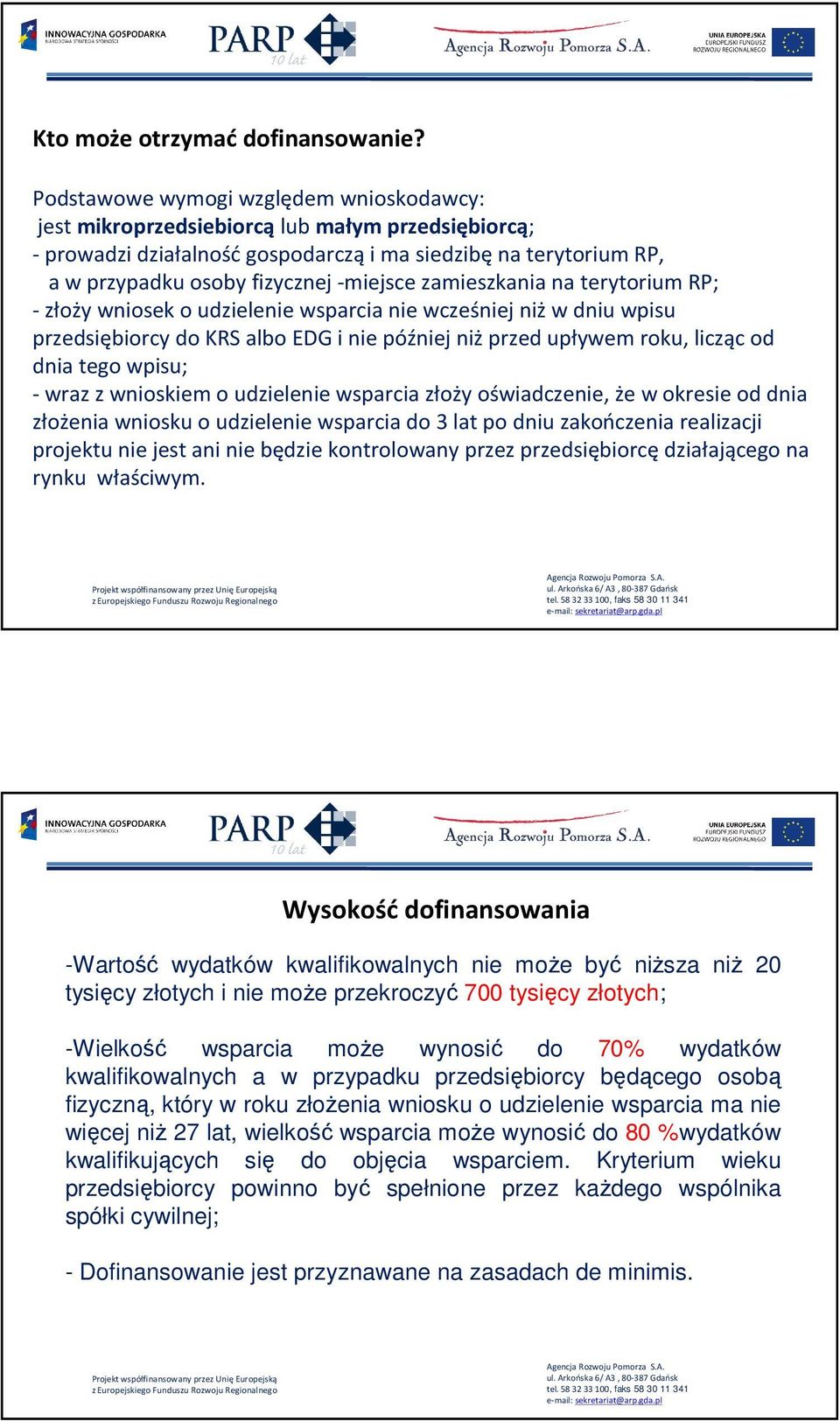 zamieszkania na terytorium RP; -złoży wniosek o udzielenie wsparcia nie wcześniej niżw dniu wpisu przedsiębiorcy do KRS albo EDG i nie później niżprzed upływem roku, licząc od dnia tego wpisu; -wraz