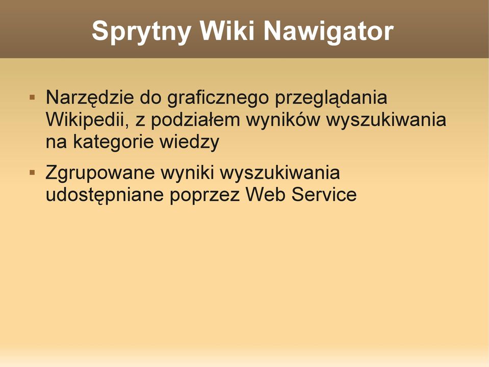 podziałem wyników wyszukiwania na kategorie