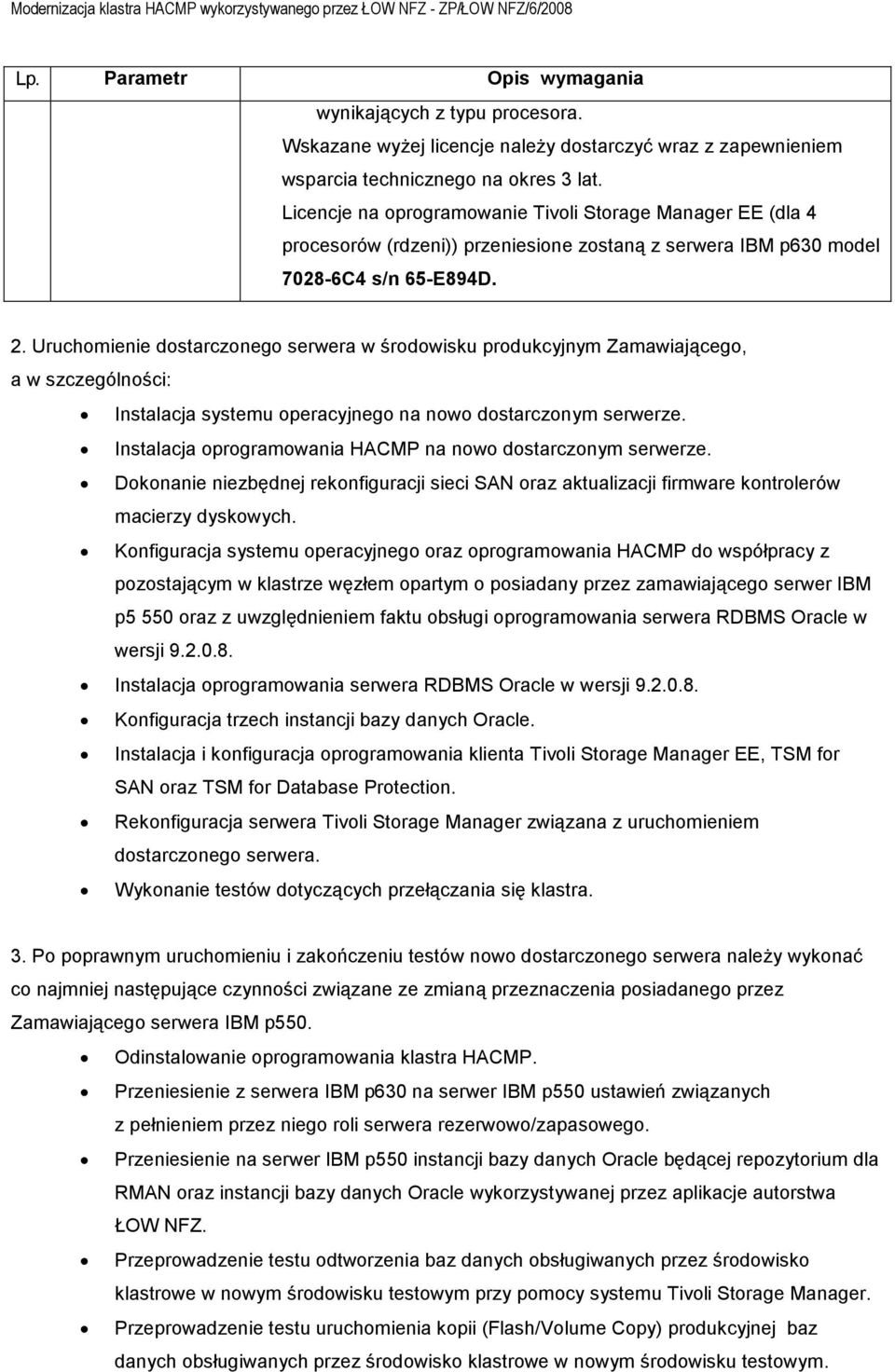 Uruchomienie dostarczonego serwera w środowisku produkcyjnym Zamawiającego, a w szczególności: Instalacja systemu operacyjnego na nowo dostarczonym serwerze.