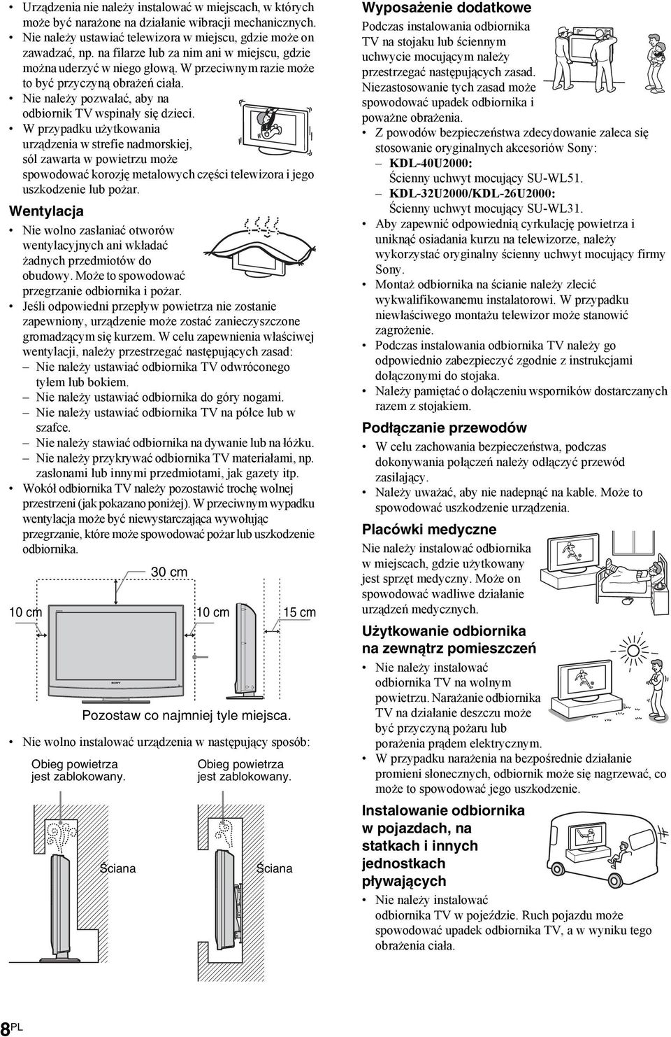 W przypadku użytkowania urządzenia w strefie nadmorskiej, sól zawarta w powietrzu może spowodować korozję metalowych części telewizora i jego uszkodzenie lub pożar.