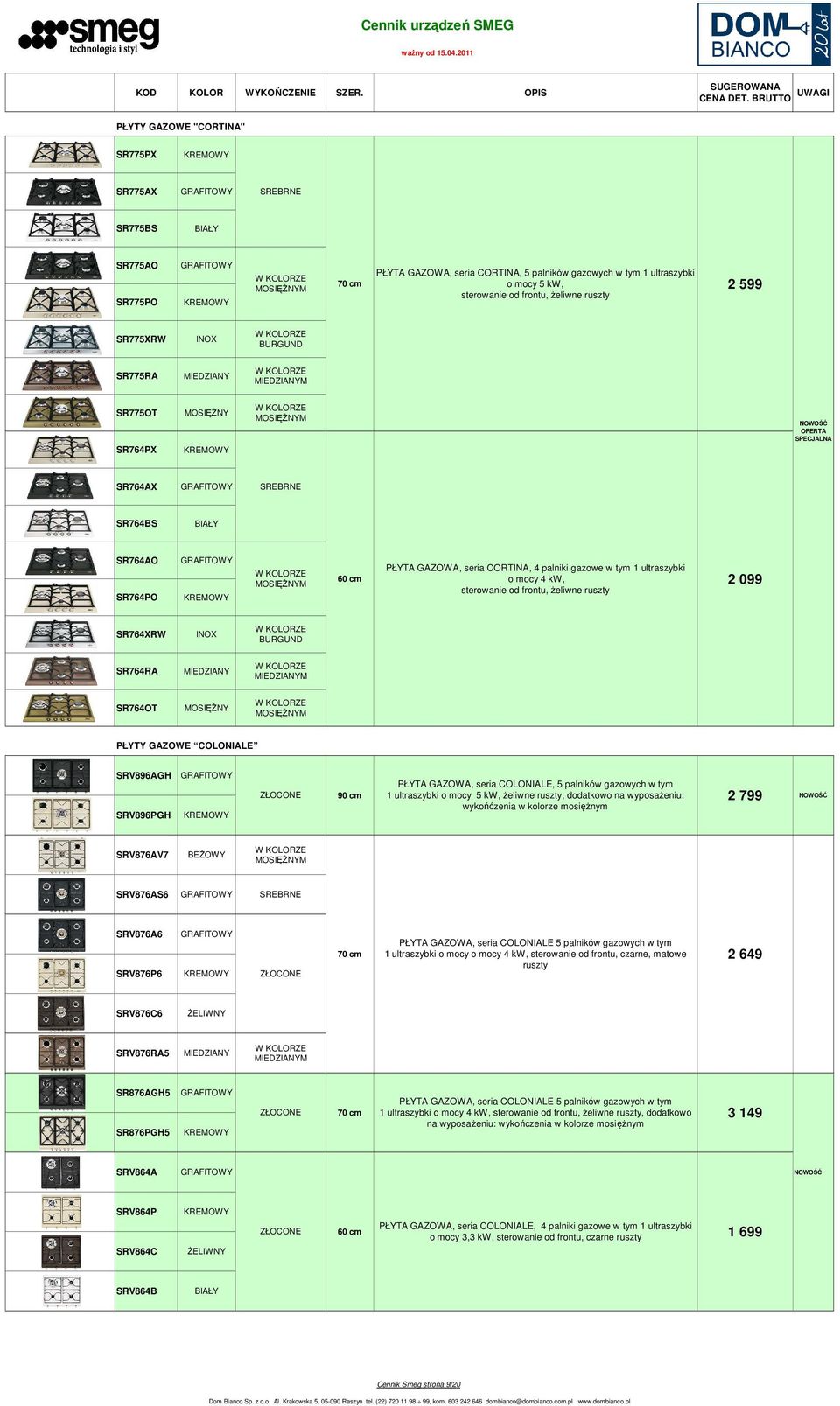 mocy 4 kw, sterowanie od frontu, żeliwne ruszty 2 099 SR764XRW BURGUND SR764RA MIEDZIANY MIEDZIANYM SR764OT MOSIĘŻNY PŁYTY GAZOWE COLONIALE SRV896AGH SRV896PGH PŁYTA GAZOWA, seria COLONIALE, 5