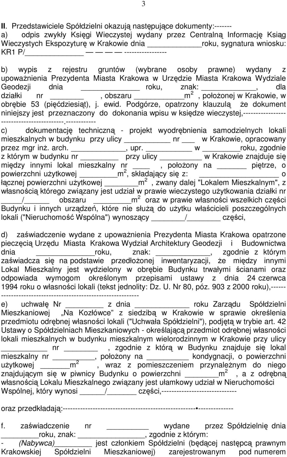 znak:, dla działki nr, obszaru m 2, połoŝonej w Krakowie, w obrębie 53 (pięćdziesiąt), j. ewid.