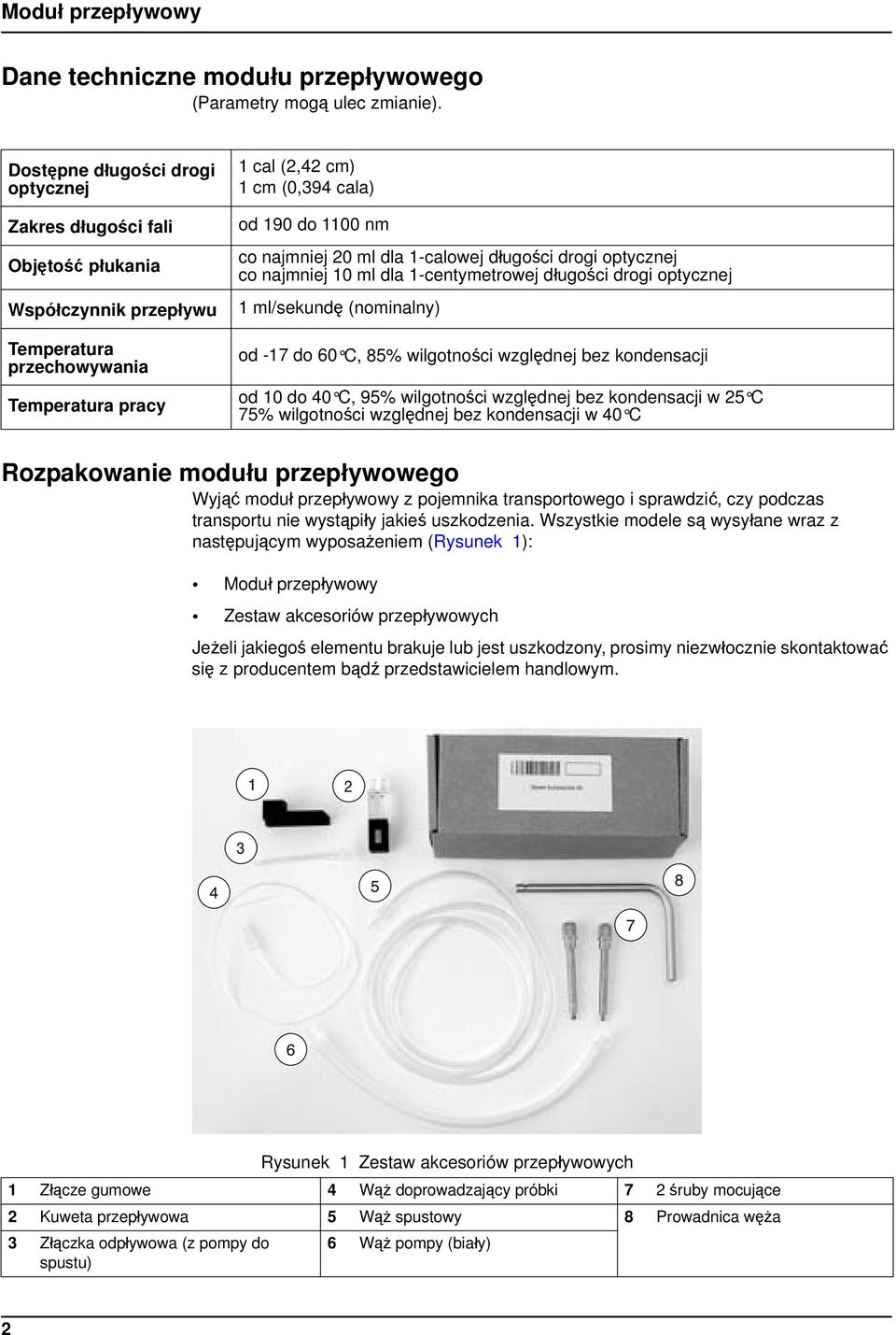 najmniej 20 ml dla 1-calowej długości drogi optycznej co najmniej 10 ml dla 1-centymetrowej długości drogi optycznej 1 ml/sekundę (nominalny) od -17 do 60 C, 85% wilgotności względnej bez kondensacji