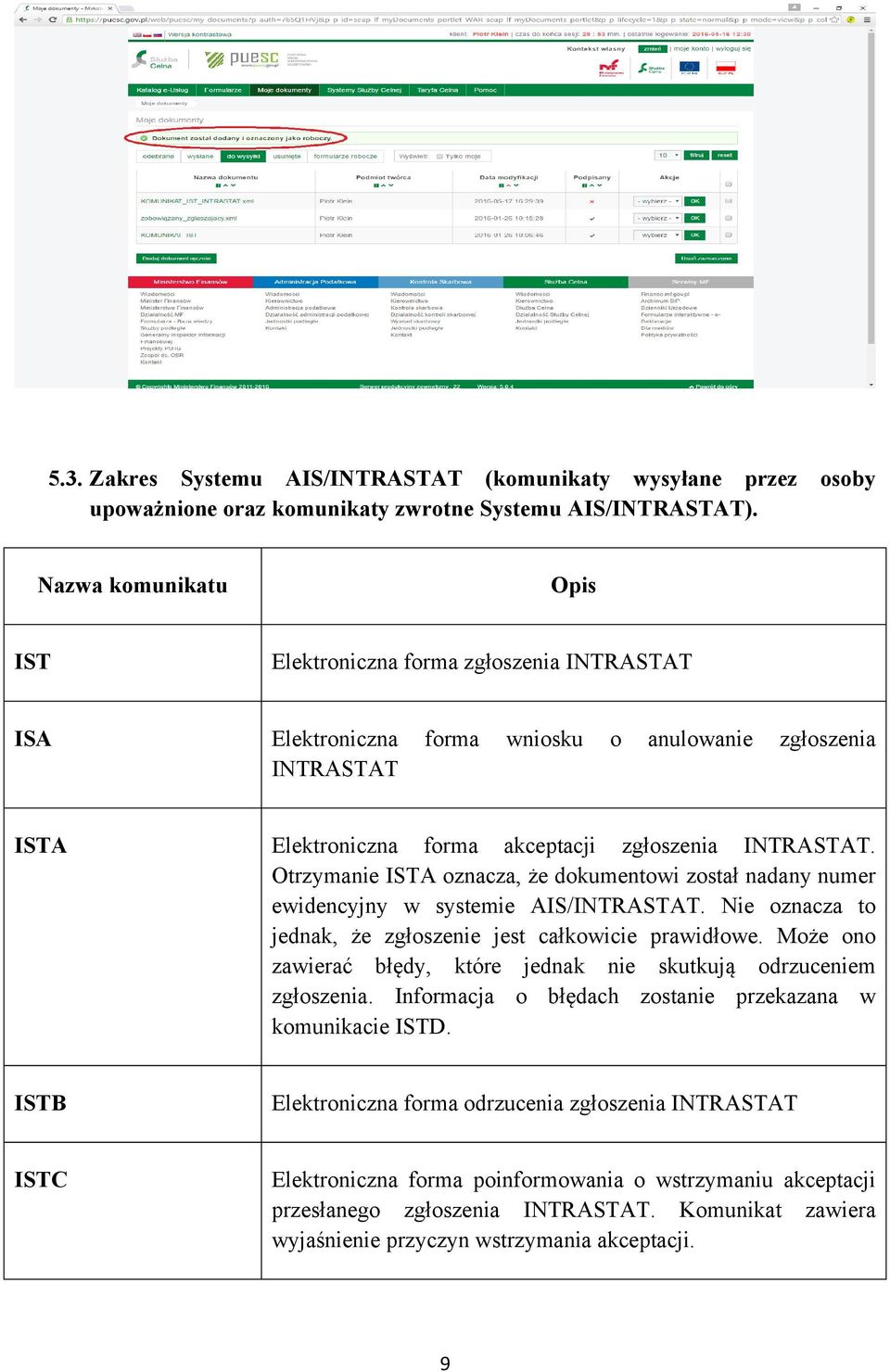 Otrzymanie ISTA oznacza, że dokumentowi został nadany numer ewidencyjny w systemie AIS/INTRASTAT. Nie oznacza to jednak, że zgłoszenie jest całkowicie prawidłowe.