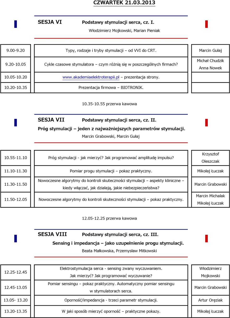 35 Prezentacja firmowa BIOTRONIK. 10.35-10.55 przerwa kawowa SESJA VII Podstawy stymulacji serca, cz. II. Próg stymulacji jeden z najważniejszych parametrów stymulacji.